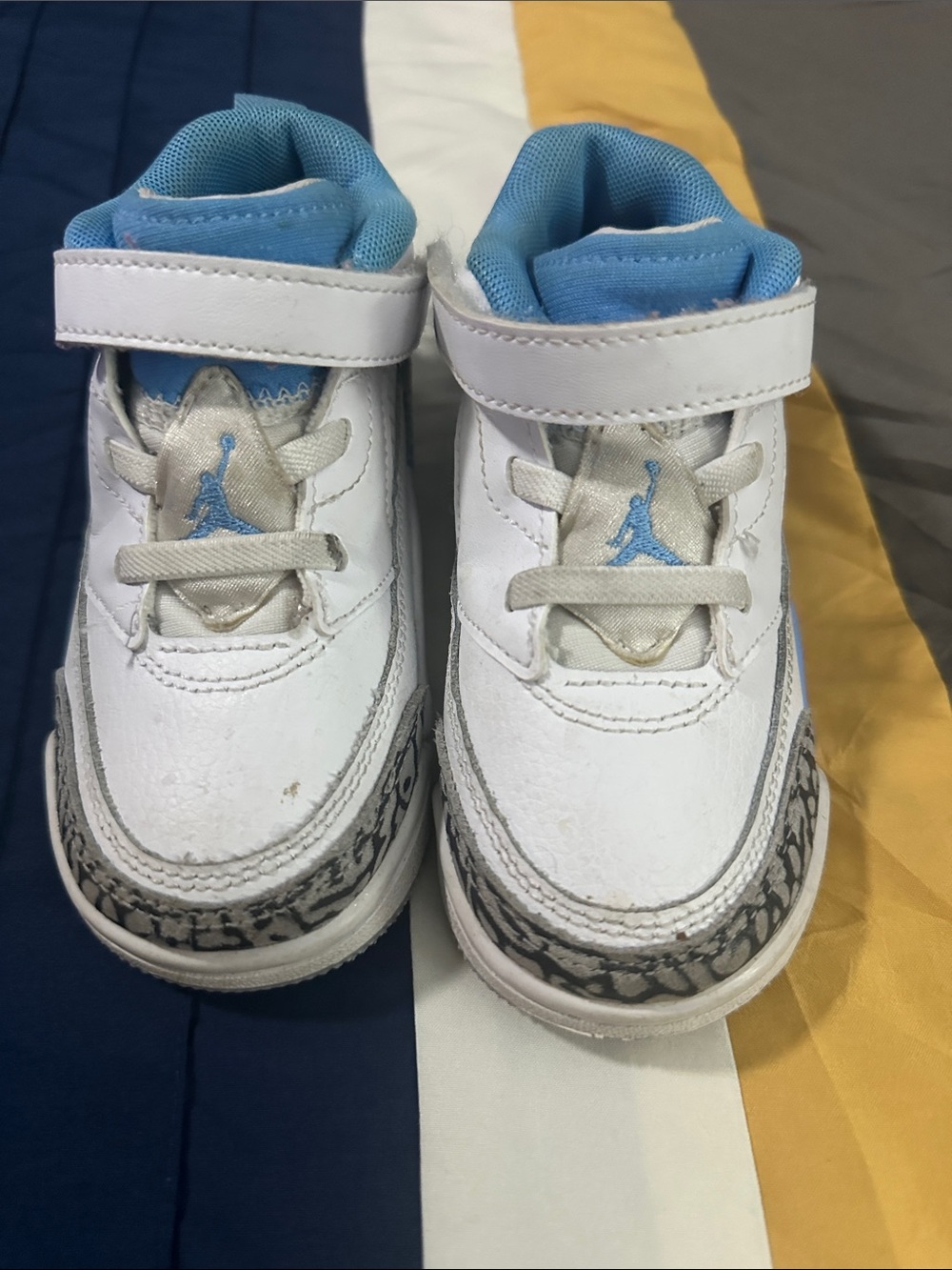 Jordan Kids White and Light Blue Sneakers